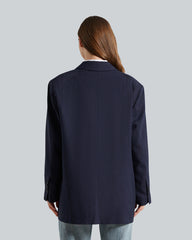 Gant Oversized Fit Wool Blazer – Relaxed Cut, Structured Wool Evening Blue / 36