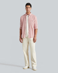 Regular Fit Seersucker Stripe Shirt Sunset Pink / L