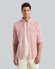 Regular Fit Seersucker Stripe Shirt Sunset Pink / L