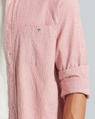 Regular Fit Seersucker Stripe Shirt Sunset Pink / L