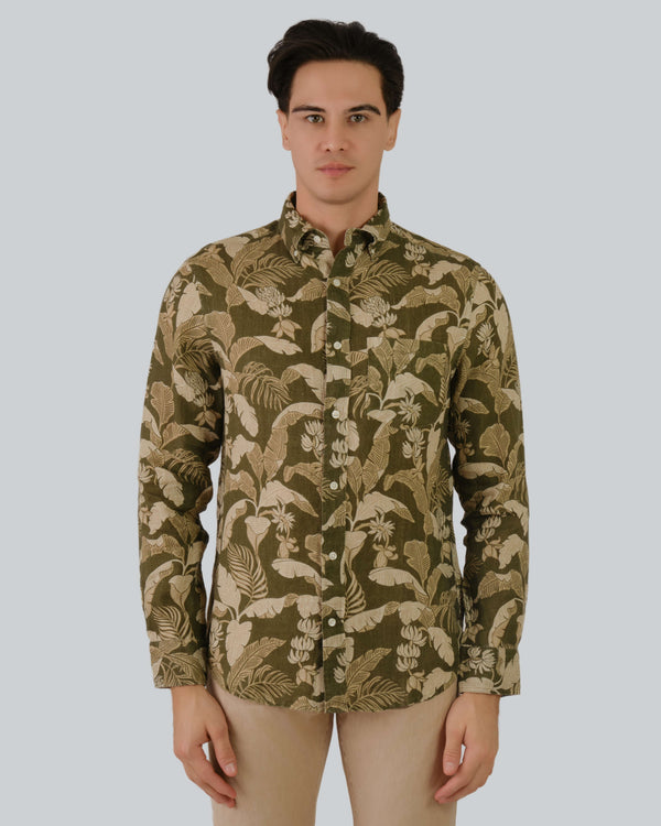 Regular Fit Linen Print Shirt