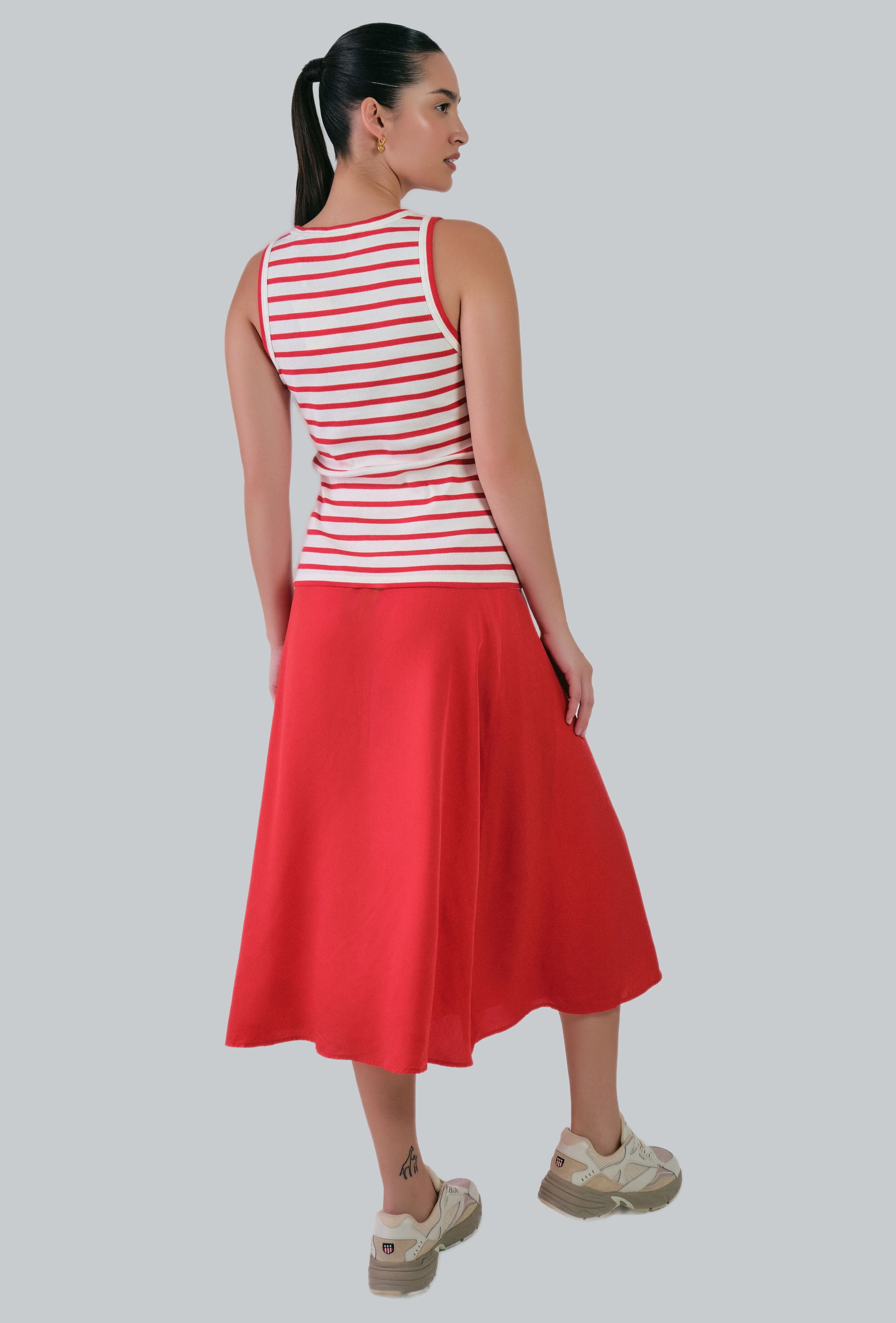 Striped Tank Top Bright Red / M