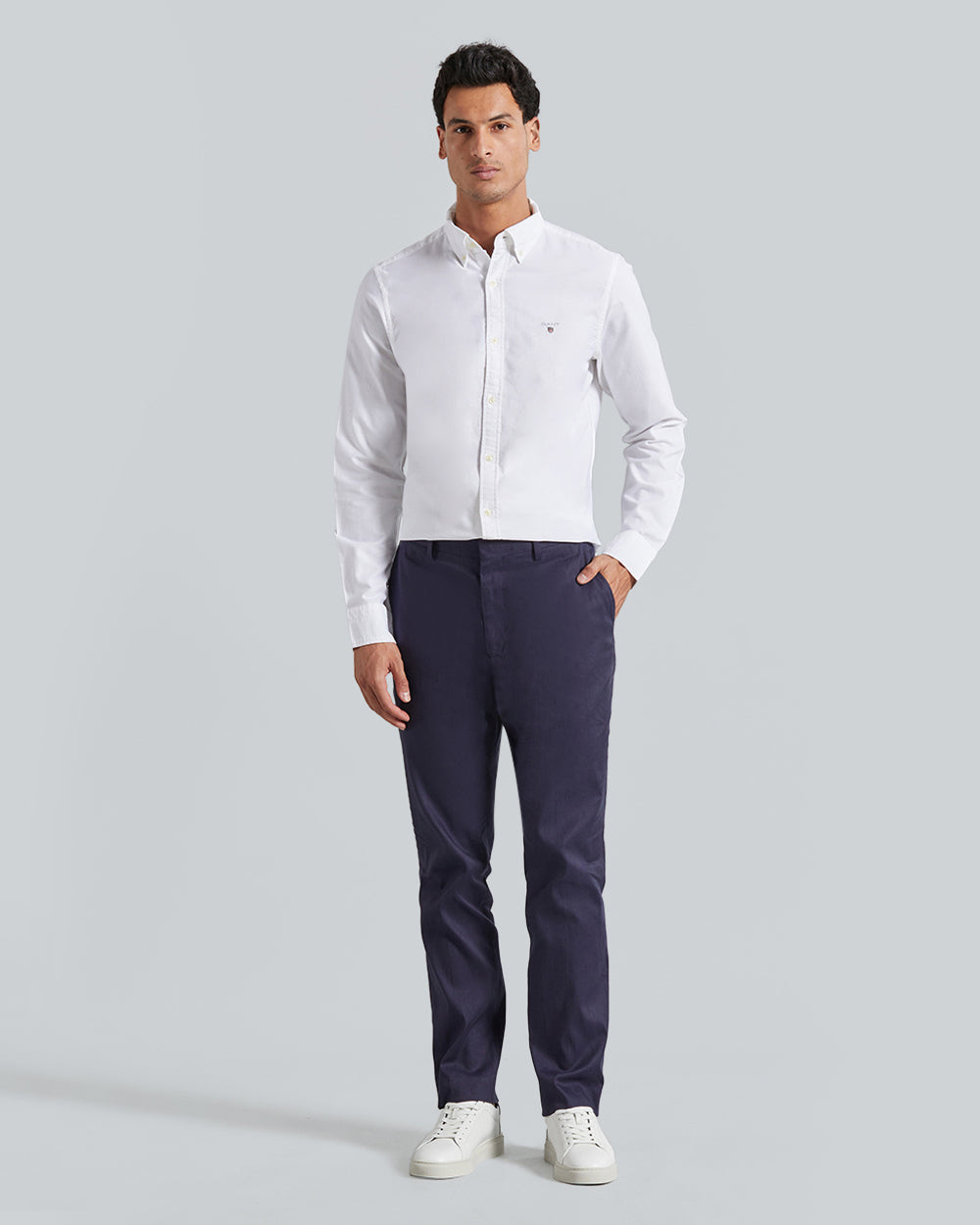 Slim Fit Cotton Linen Suit Pants Marine / 52