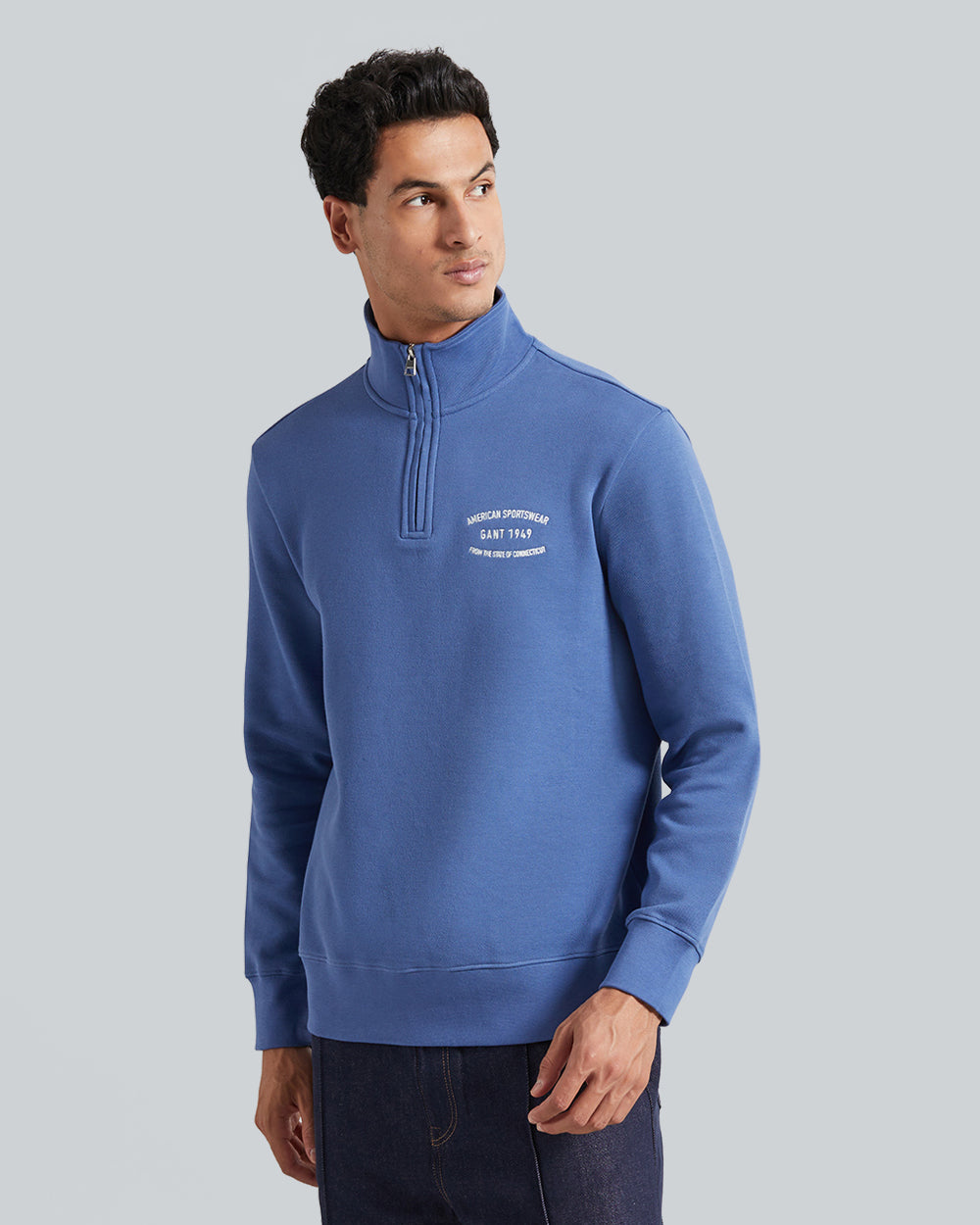 Small Graphic Sweat Half Zip Vintage Blue / M