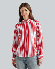 Reg Poplin Wide Striped Shirt Red / 36
