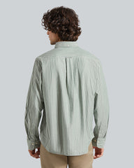 Reg Brushed Twill Stripe Shirt Green / L