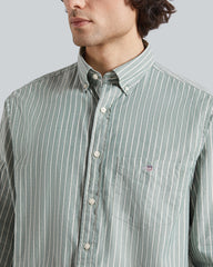 Reg Brushed Twill Stripe Shirt Green / L