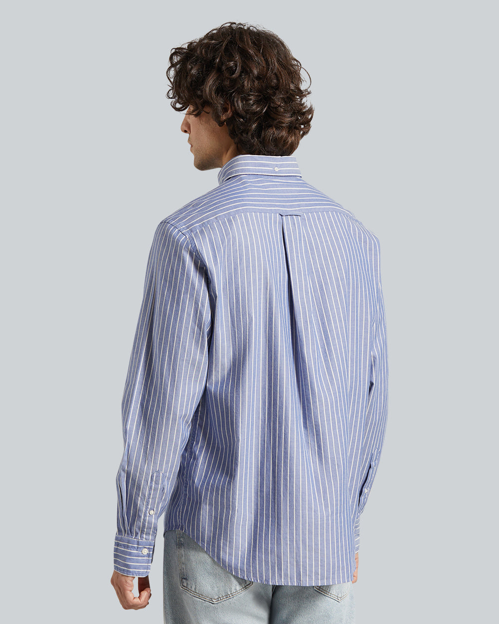 Reg Brushed Twill Stripe Shirt Blue / L