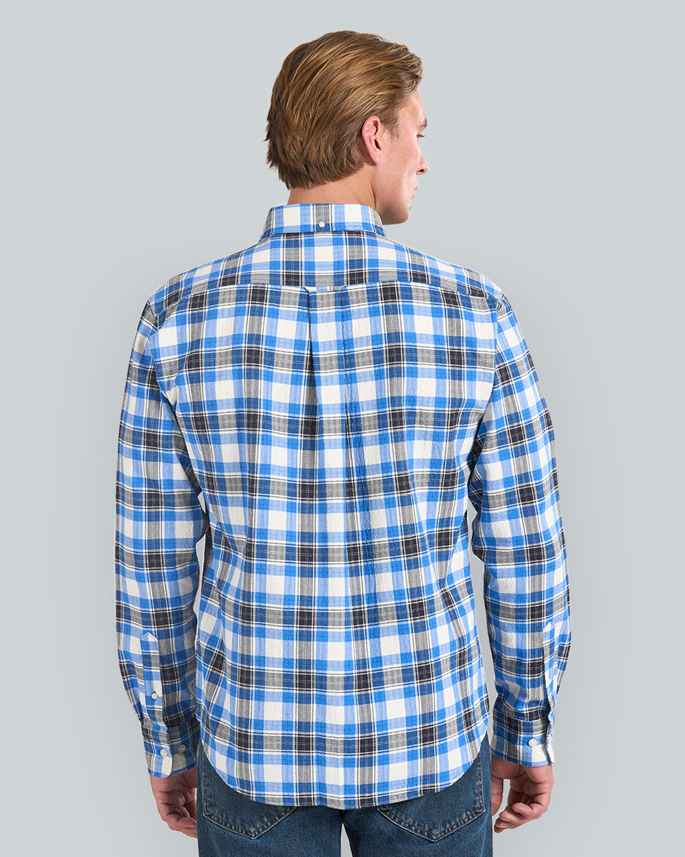 REG TEXTURE CHECK SHIRT Blue / L