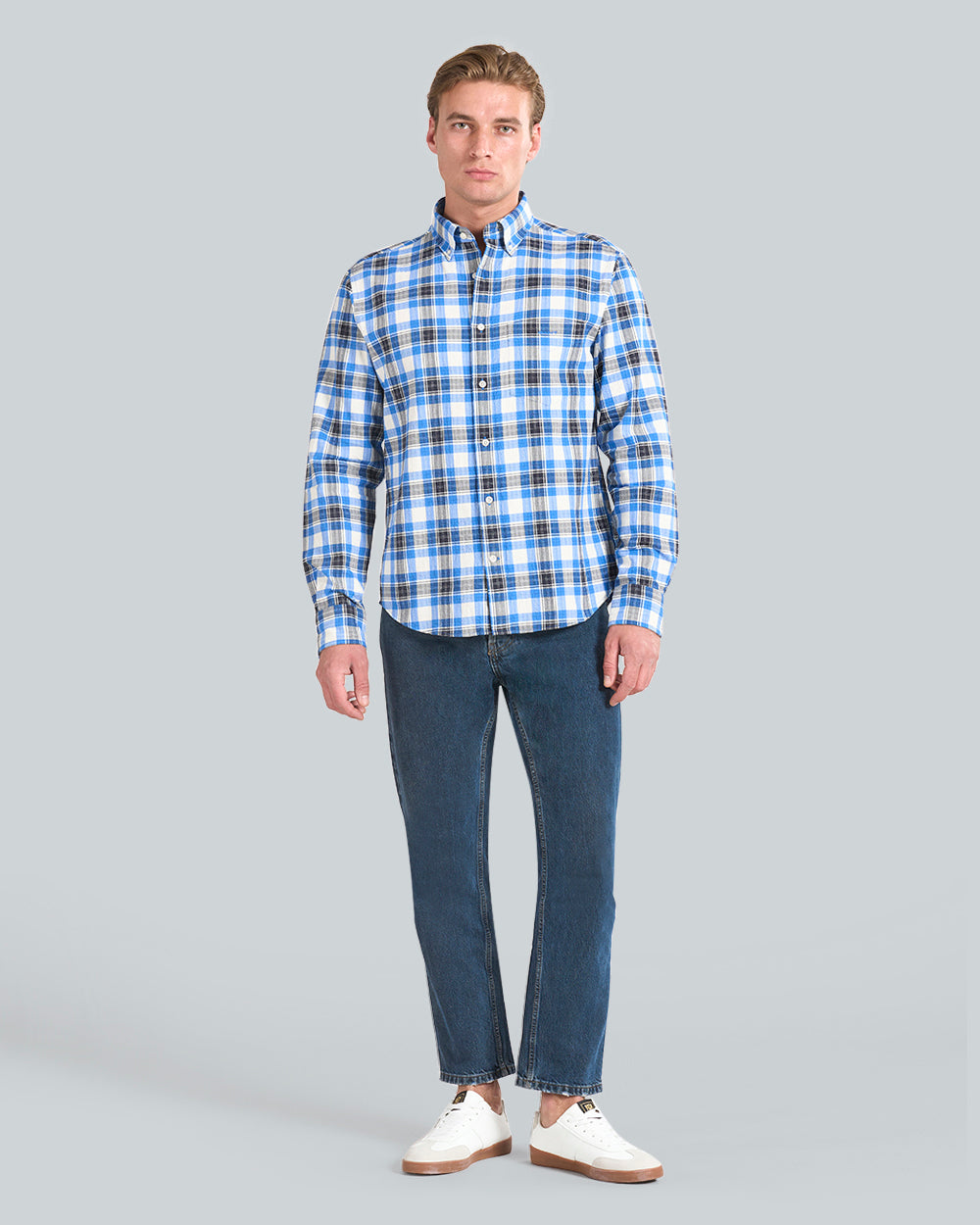 REG TEXTURE CHECK SHIRT Blue / L