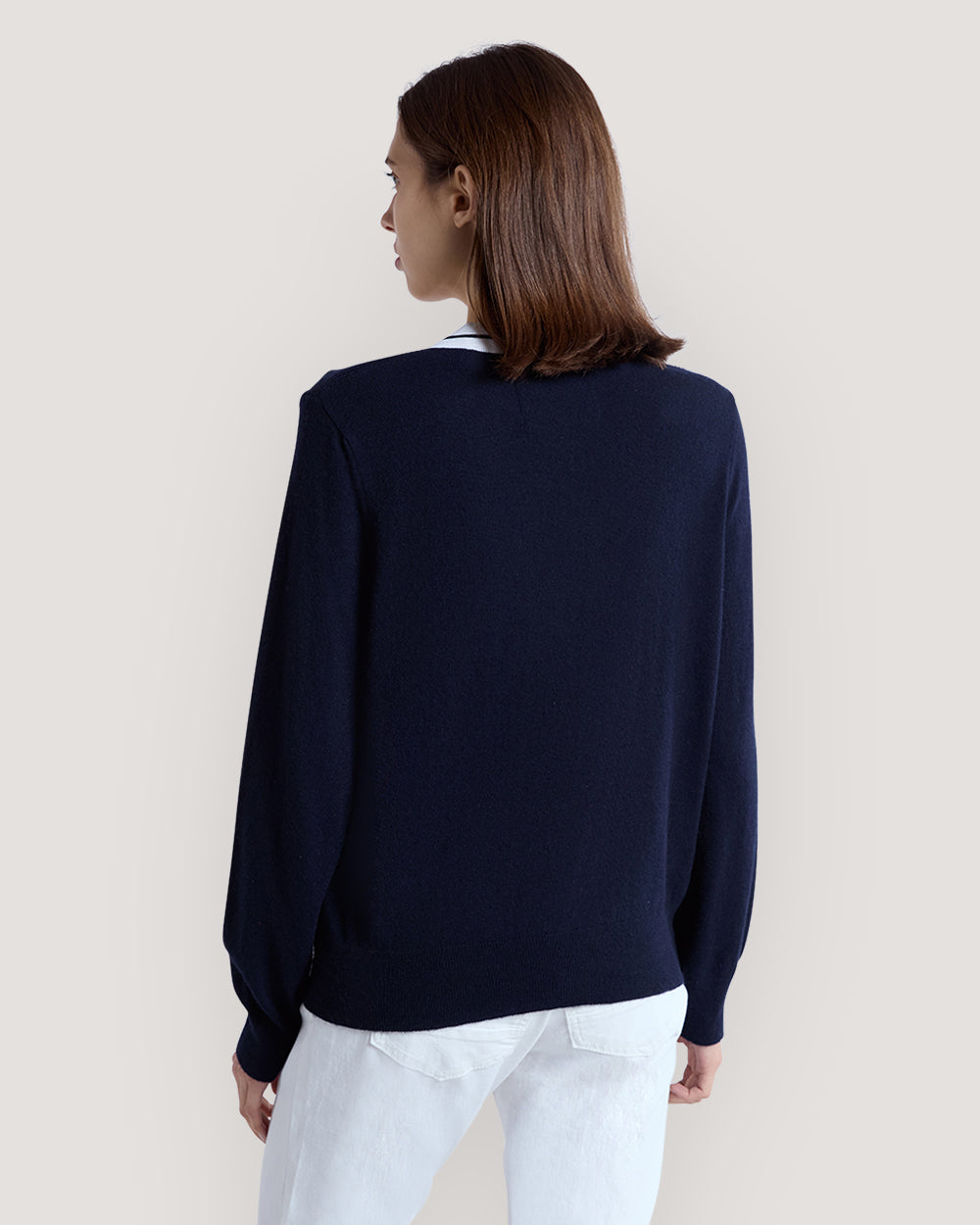 CONTRAST V-NECK Blue / M