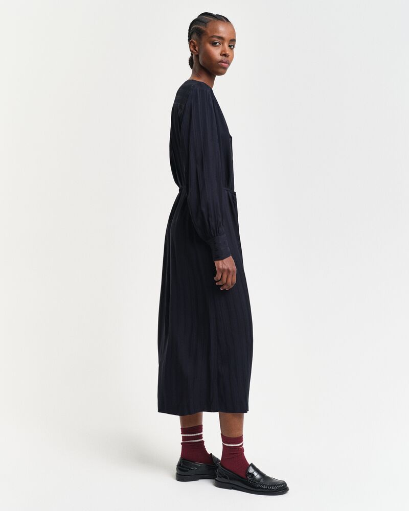 RELAXED SATIN STRIPE SHIRT DRESS Black / 32