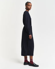 RELAXED SATIN STRIPE SHIRT DRESS Black / 32