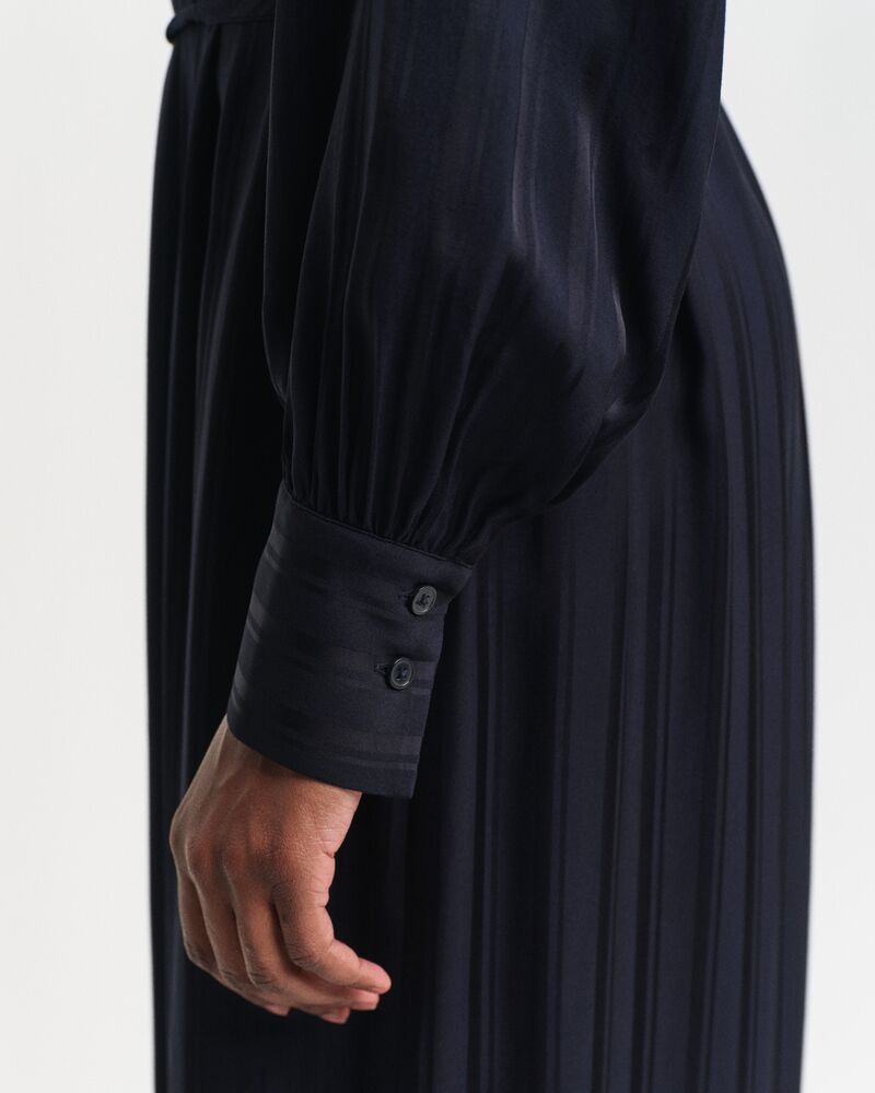 RELAXED SATIN STRIPE SHIRT DRESS Black / 32