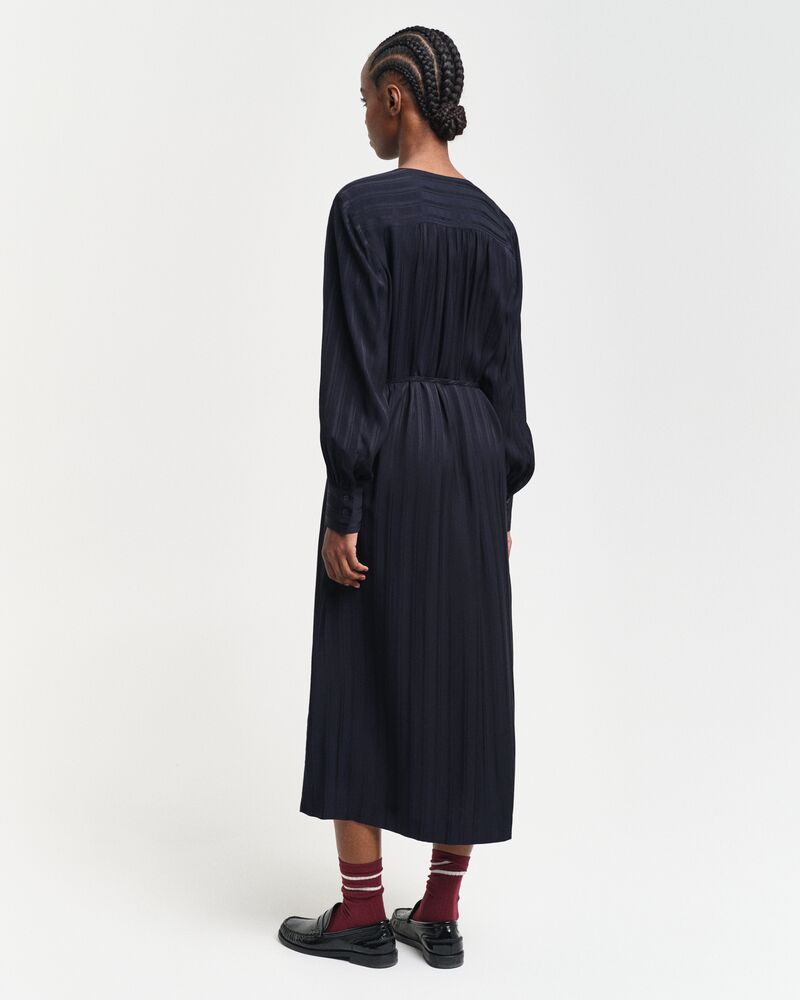 RELAXED SATIN STRIPE SHIRT DRESS Black / 32