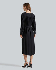 RELAXED SATIN STRIPE SHIRT DRESS Black / 36