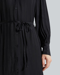RELAXED SATIN STRIPE SHIRT DRESS Black / 36