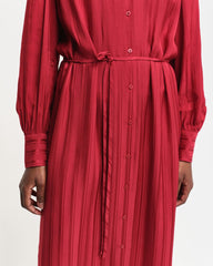 RELAXED SATIN STRIPE SHIRT DRESS Red / 32