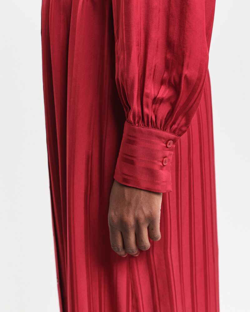 RELAXED SATIN STRIPE SHIRT DRESS Red / 32