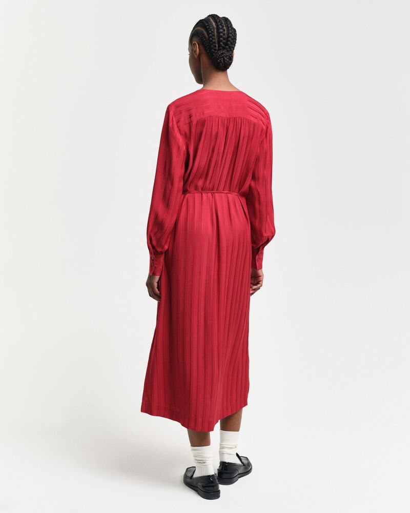 RELAXED SATIN STRIPE SHIRT DRESS Red / 32