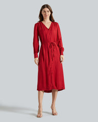 RELAXED SATIN STRIPE SHIRT DRESS Red / 36