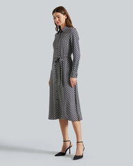 SLIM GEOMETRIC PRINTED SHIRT DRESS Blue / 36