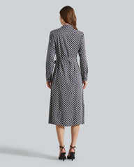 SLIM GEOMETRIC PRINTED SHIRT DRESS Blue / 36
