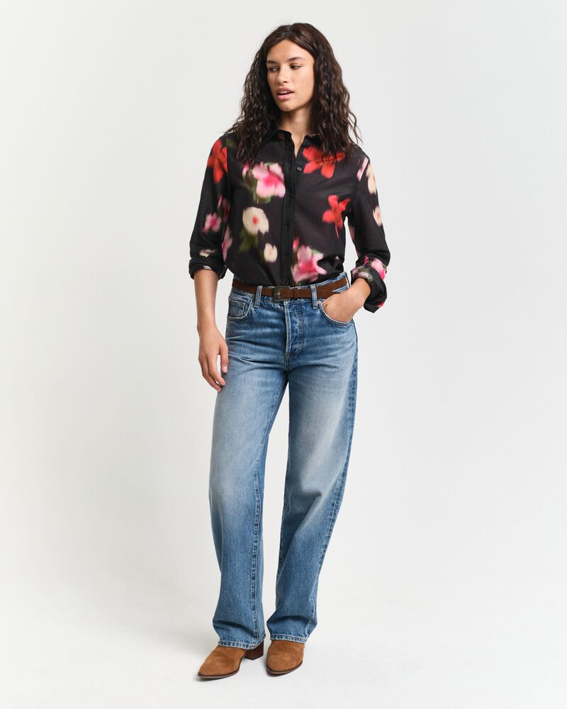 REG FLORAL CTN SILK SHIRT Black / 32