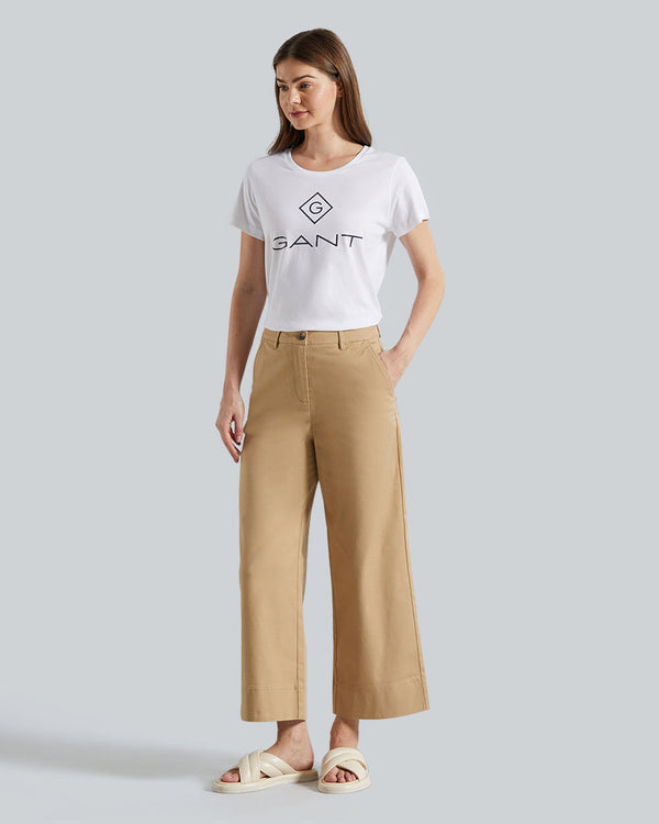 WIDE LEG CROPPED COTTON PANTS