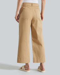 WIDE LEG CROPPED COTTON PANTS Dark Khaki / 36