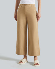 WIDE LEG CROPPED COTTON PANTS Dark Khaki / 36