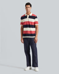 BLOCK STRIPE SS POLO Cream / L