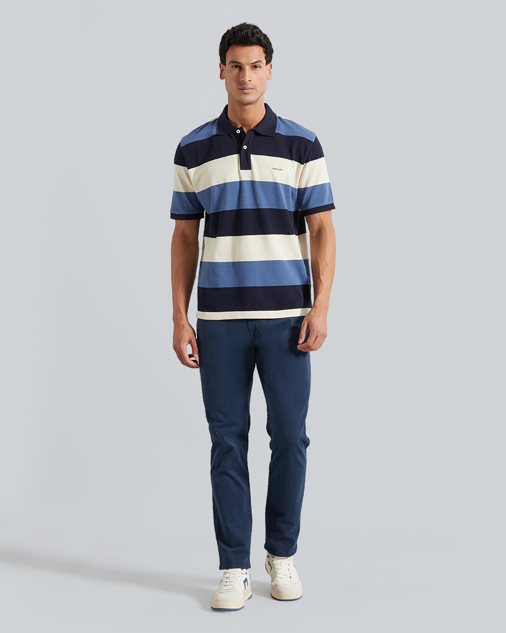 BLOCK STRIPE SS POLO Blue / L
