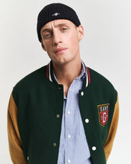 WOOL BLEND VARSITY JACKET Green / S