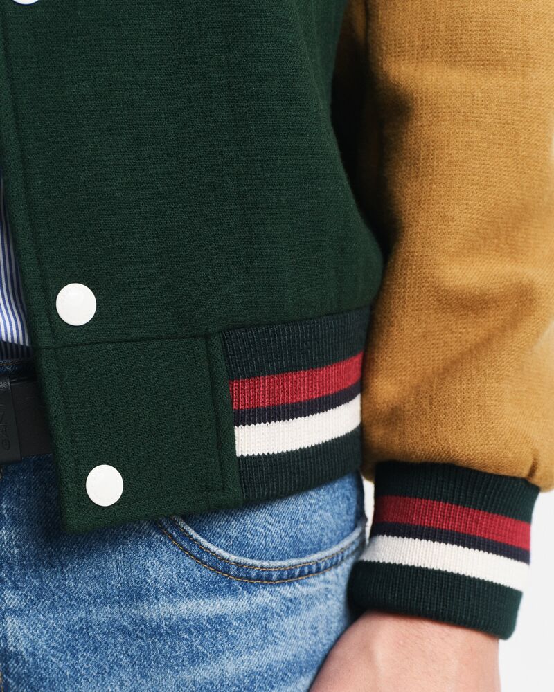 WOOL BLEND VARSITY JACKET Green / S