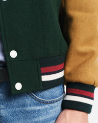 WOOL BLEND VARSITY JACKET Green / S