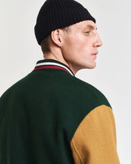 WOOL BLEND VARSITY JACKET Green / S