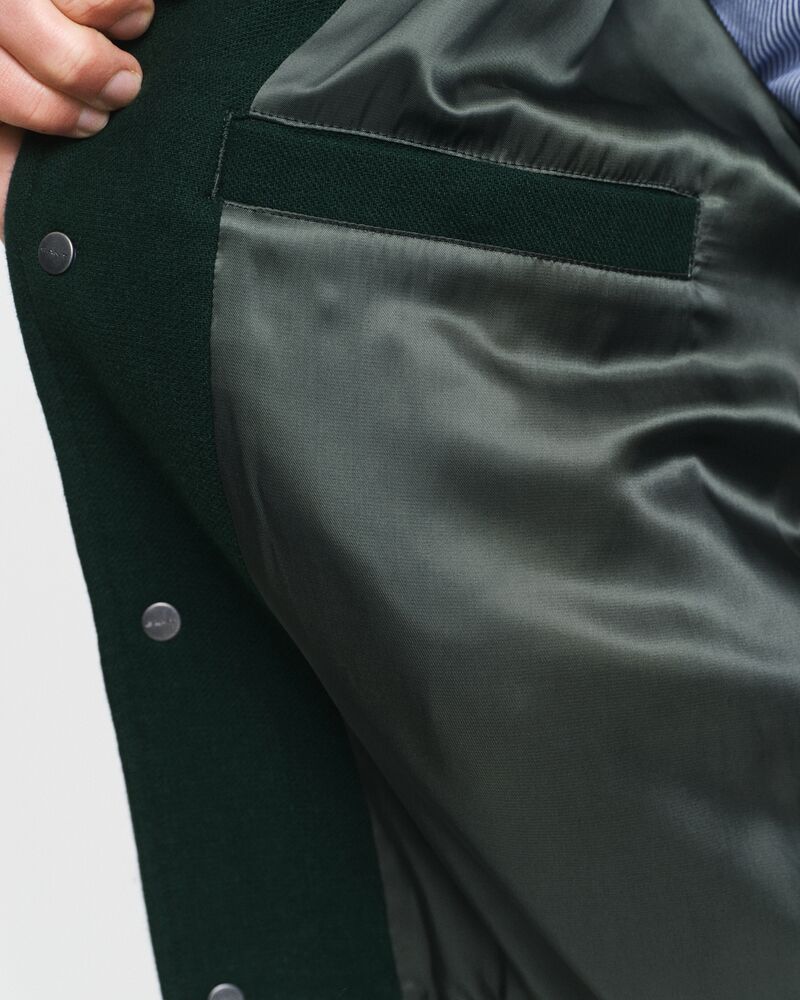WOOL BLEND VARSITY JACKET Green / S