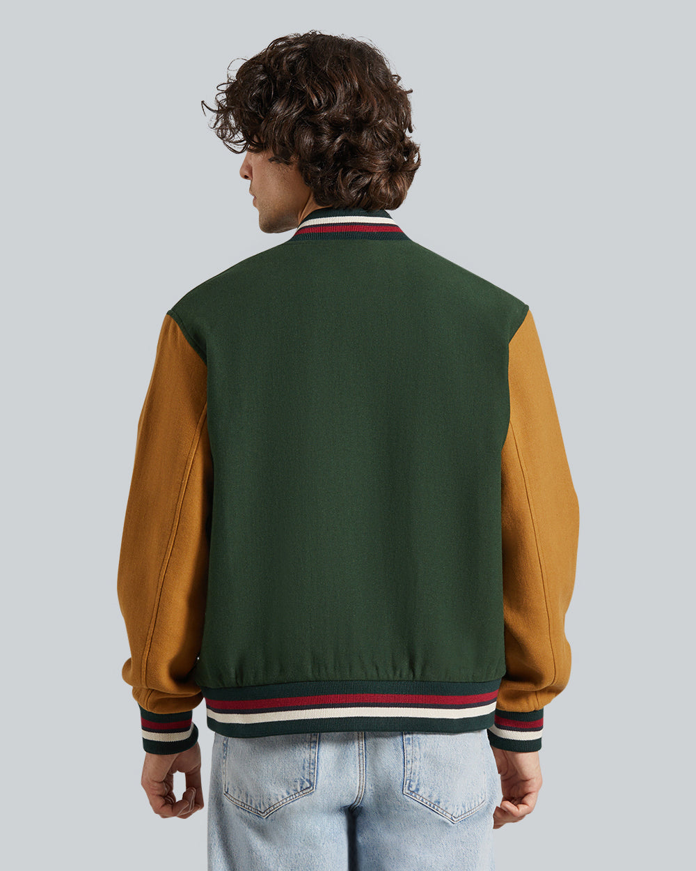 WOOL BLEND VARSITY JACKET Green / L