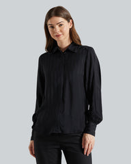 REG SATIN STRIPED SHIRT Black / 36