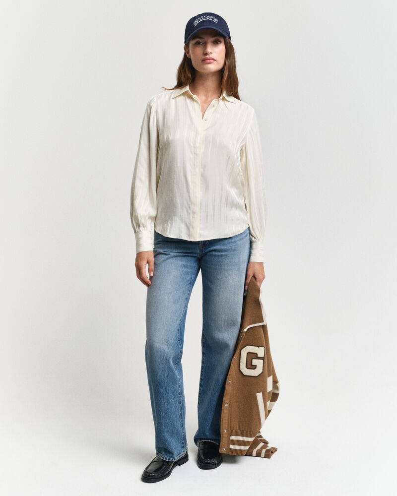 REG SATIN STRIPED SHIRT Cream / 32