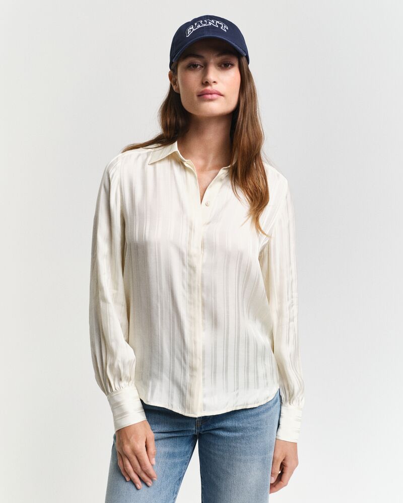 REG SATIN STRIPED SHIRT Cream / 32
