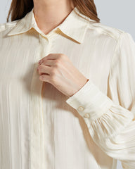 REG SATIN STRIPED SHIRT Cream / 36