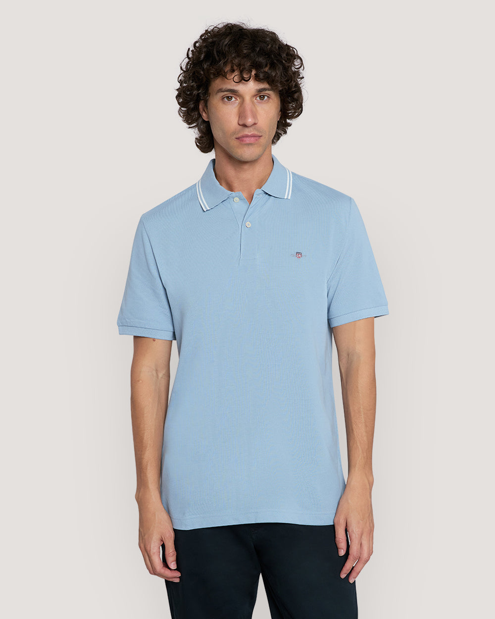 Tipping Collar Ss Polo Blue / M