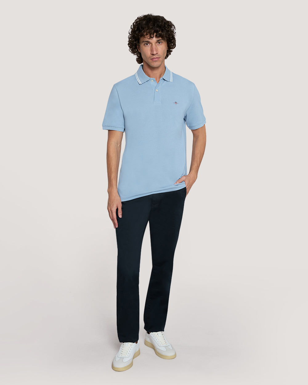 Tipping Collar Ss Polo Blue / M