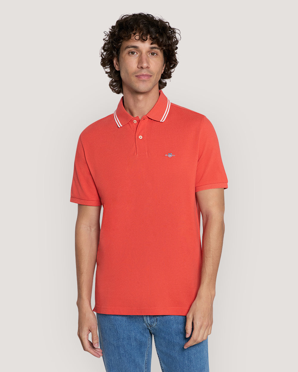 Tipping Collar Ss Polo Orange / M