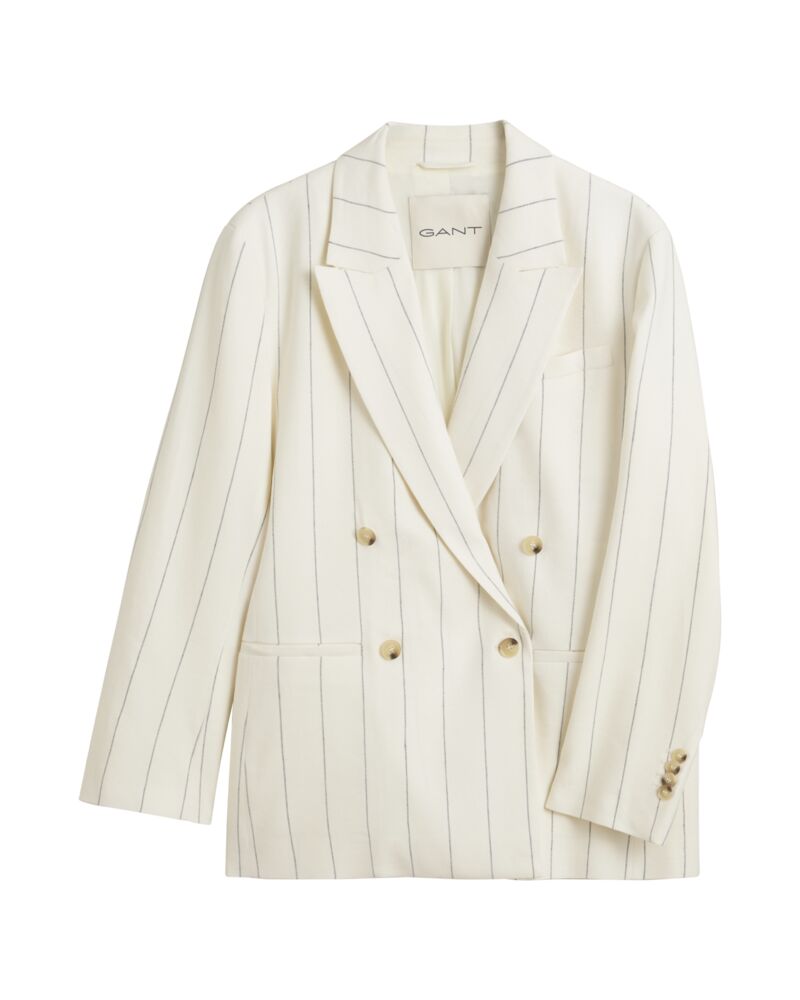 Pinstriped Linen Club Blazer