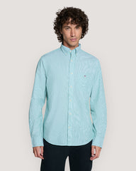 Regular Fit Striped Dobby Dot Shirt Green / M