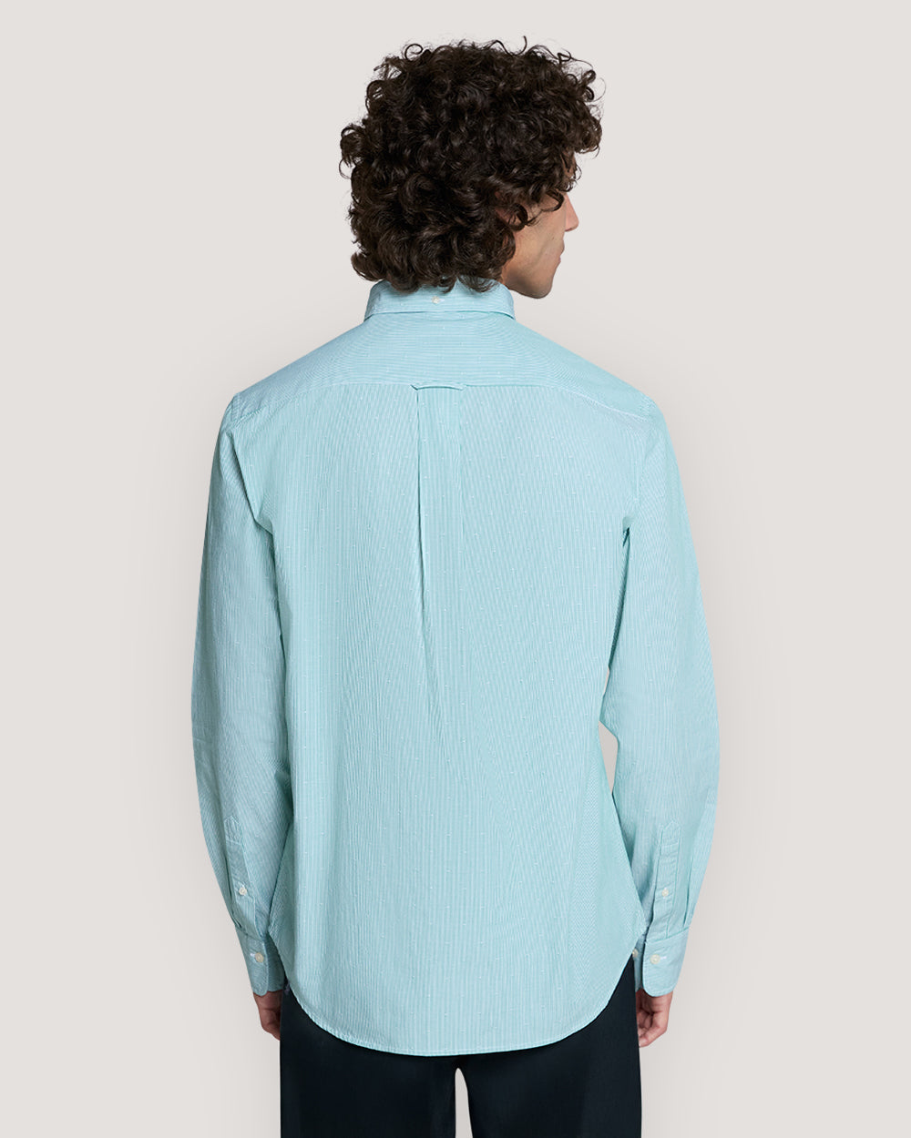 Regular Fit Striped Dobby Dot Shirt Green / M