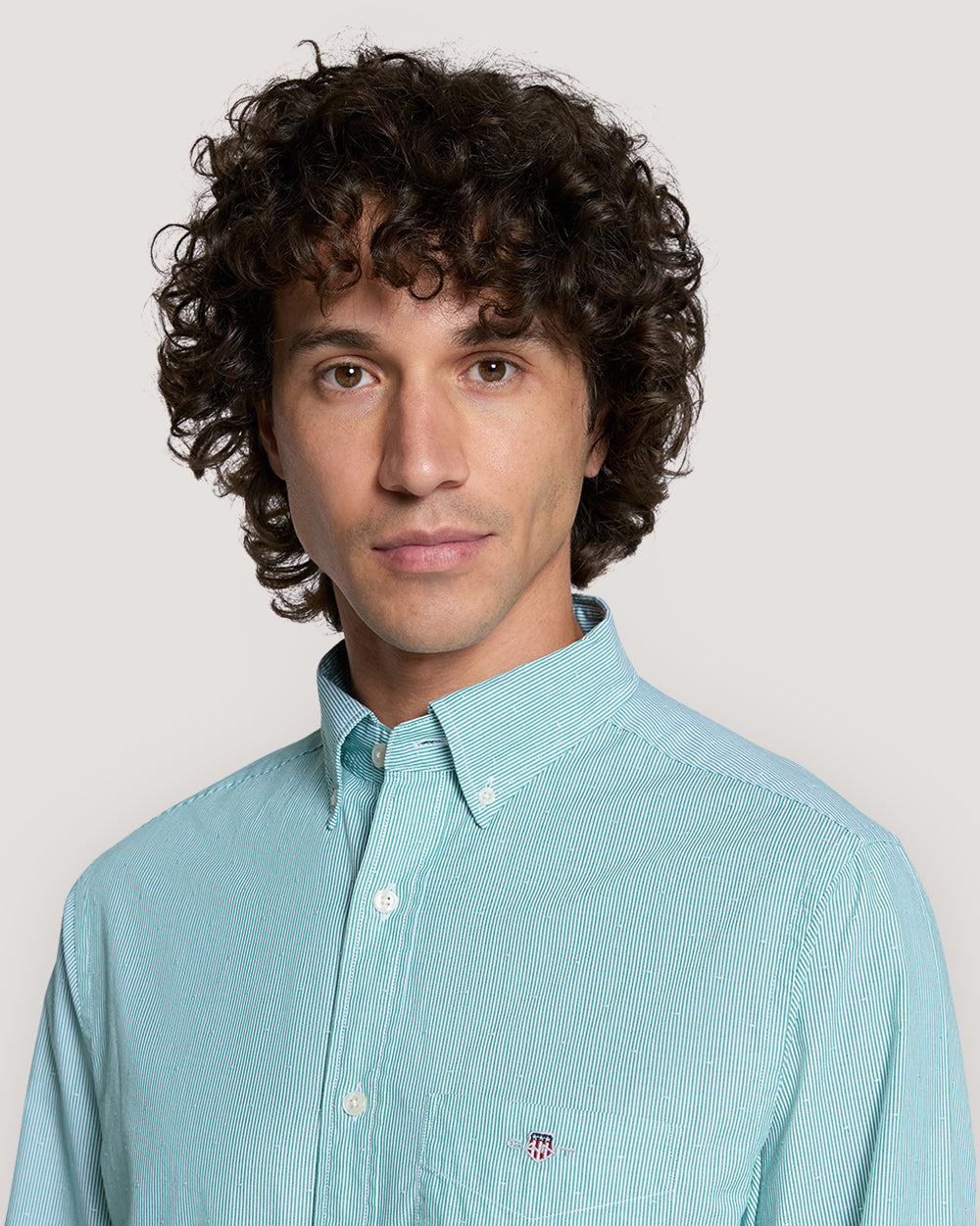 Regular Fit Striped Dobby Dot Shirt Green / M